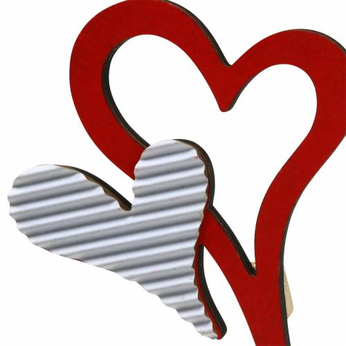 Artikel Houten hartpluggen rood, wit 38cm 12 st