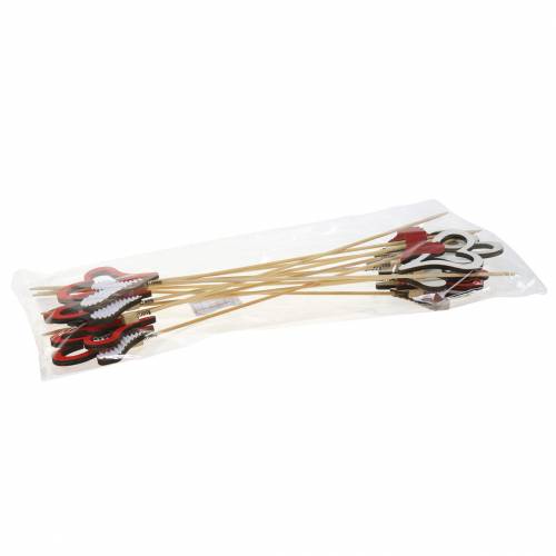 Artikel Houten hartpluggen rood, wit 38cm 12 st