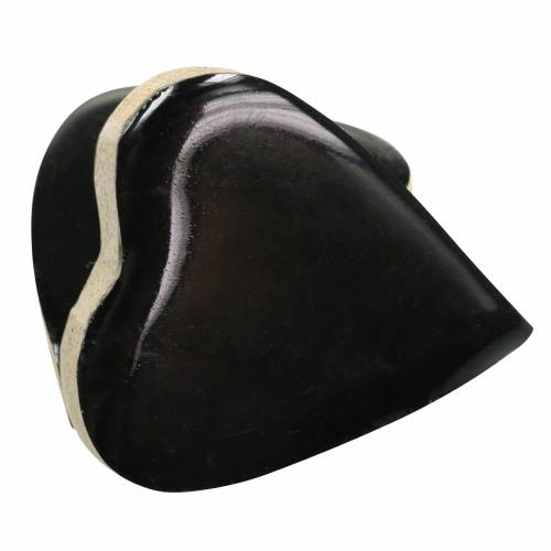 Floristik24 Harten van mangohout, natuurlijk geglazuurd, zwart 4,3 cm × 4,6 cm 16 st