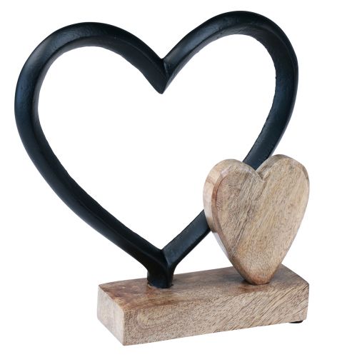 Artikel Hart metaal hart hout mangohouten basis naturel 18x5x19cm