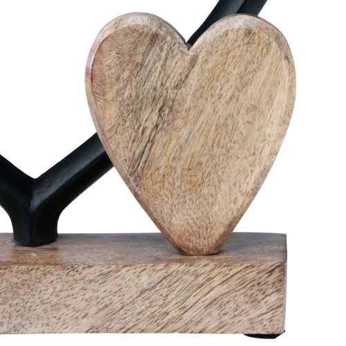 Artikel Hart metaal hart hout mangohouten basis naturel 18x5x19cm