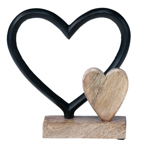 Artikel Hart metaal hart hout mangohouten basis naturel 18x5x19cm