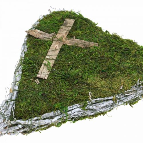 Floristik24 Grafdecoratie hart wijnranken mos voor grafarrangementen 30×20cm