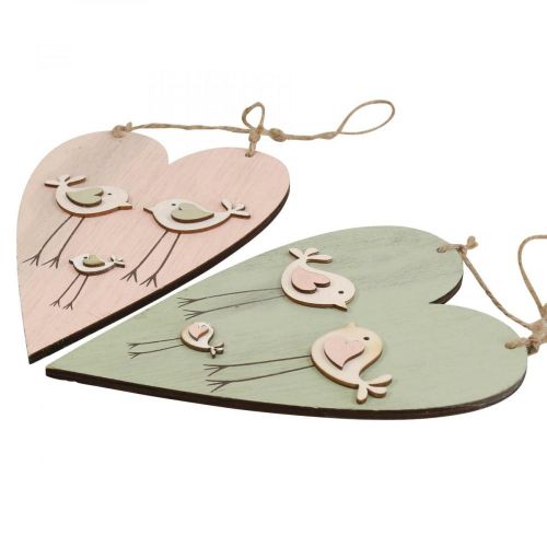 Artikel Houten hart, decoratief hart om op te hangen, hartdecoratie H16cm 6 st