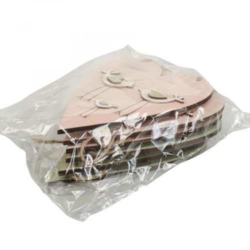 Artikel Houten hart, decoratief hart om op te hangen, hartdecoratie H16cm 6 st