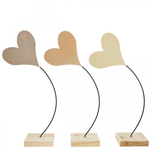 Artikel Tafeldecoratie harten bruiloft, hartdecoratie metaal beige/oranje/geel H40cm 3st