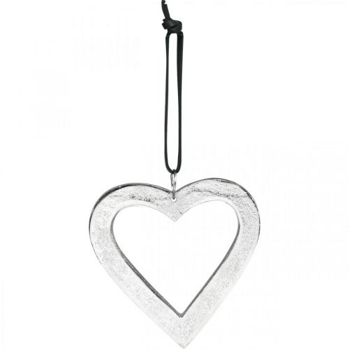 Floristik24 Hart om op te hangen, metalen decoratie, Kerstmis, huwelijksdecoratie zilver 11 × 11cm