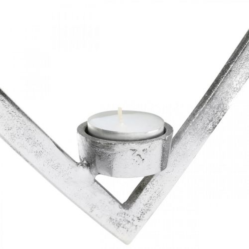 Artikel Hart om op te hangen, theelichthouder voor Advent, huwelijksdecoratie metaal zilver H24cm
