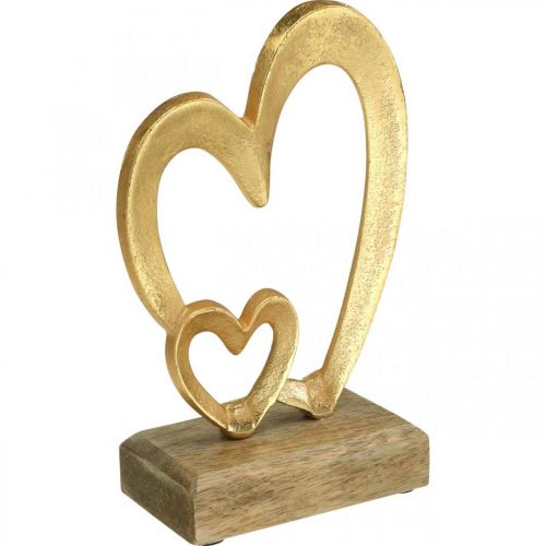 Floristik24 Metalen Harten Tafeldecoratie Valentijnsdag Bruiloft Decoratie Gouden Natuurlijk H19cm