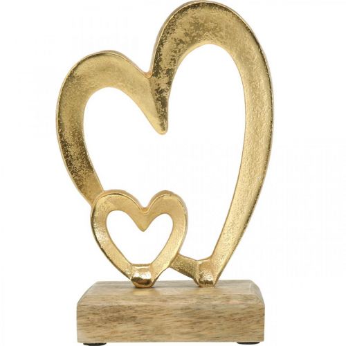 Floristik24 Metalen Harten Tafeldecoratie Valentijnsdag Bruiloft Decoratie Gouden Natuurlijk H19cm