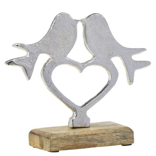 Hartdecoratie om te plaatsen met vogeldecoratie bruiloft 16,5 cm x 19,5 cm