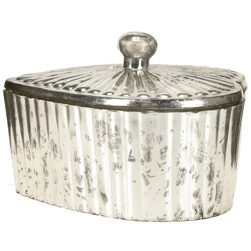 Artikel Hartvormig blik met deksel, glazen blik met hart, champagne, 15,5×15×10cm