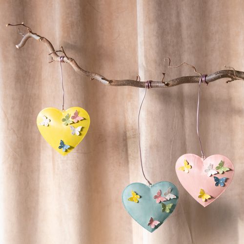 Artikel Decoratieve hartvormige hangers met vlinders voor lenteversiering, 10,5 cm, 3 stuks