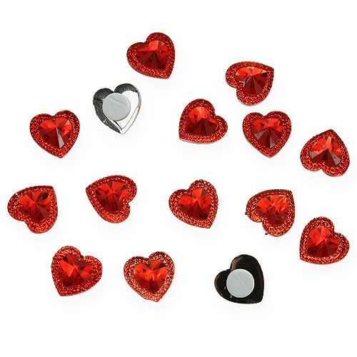 Floristik24 Hartjes om op te plakken diamant rood 2cm 48 st