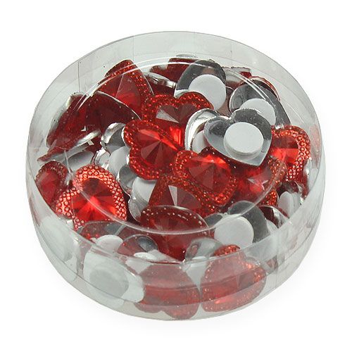 Floristik24 Hartjes om op te plakken diamant rood 2cm 48 st