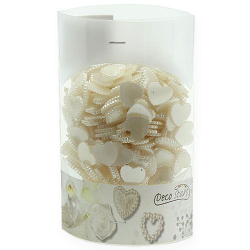 Floristik24 Verspreide decoratie mini harten creme 1.3cm 300p