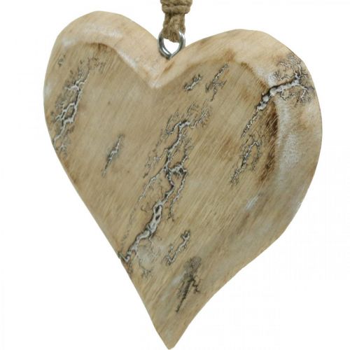 Floristik24 Huwelijksdecoratie, hart hanger, Valentijnsdag, houten decoratie met patroon natuur, gewassen wit 14×15.5cm 3st