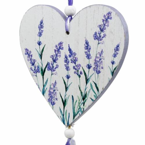 Floristik24 Hart met lavendelmotief om op te hangen, bruiloft, mediterrane zomerdecoratie, Valentijnsdag, lavendelhart 4st