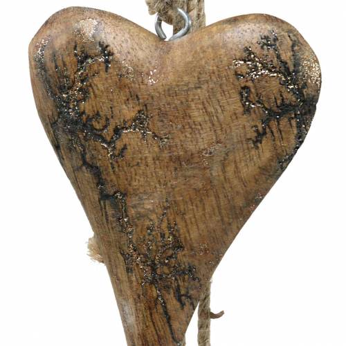 Artikel Houten hartjes met glitter inleg op een streng om op te hangen Naturel L60cm