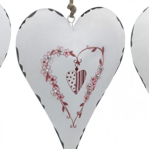 Artikel Decoratieve harten om op te hangen metaal wit metaal hart 12×16cm 3st