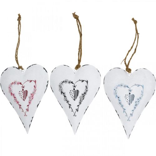 Floristik24 Decoratieve harten om op te hangen metaal wit metaal hart 12×16cm 3st