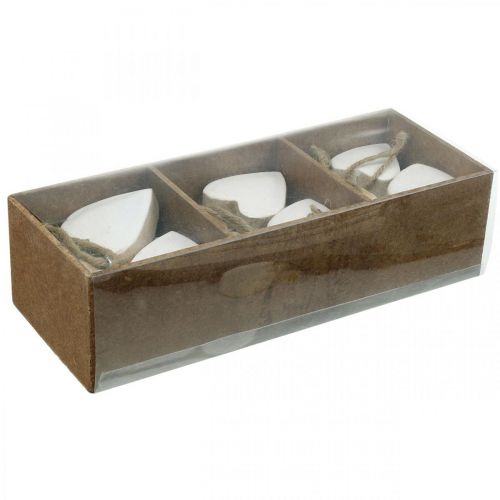 Floristik24 Houten harten, decoratie om op te hangen, Valentijnsdag naturel, wit H5,5cm 18 st