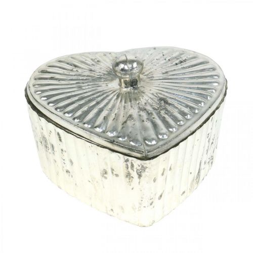 Artikel Hartenpot met deksel glazen pot hart champagne 15,5×15×10cm