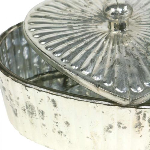 Artikel Hartenpot met deksel glazen pot hart champagne 15,5×15×10cm