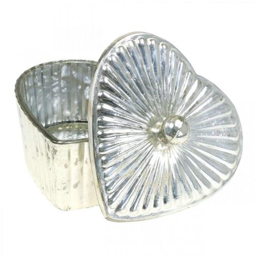 Artikel Hartenpot met deksel glazen pot hart champagne 15,5×15×10cm