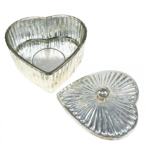 Artikel Hartenpot met deksel glazen pot hart champagne 15,5×15×10cm