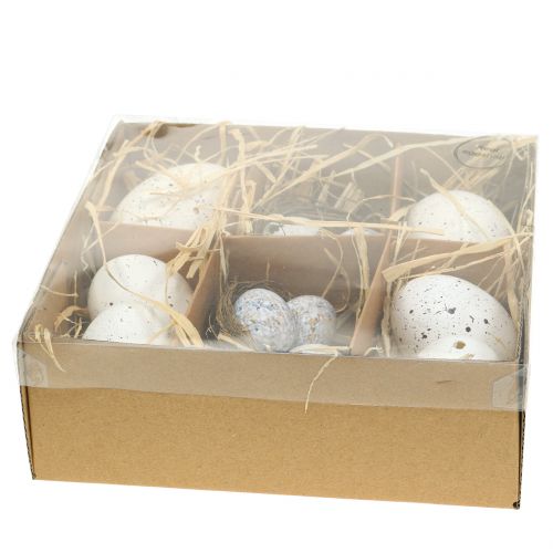 Floristik24 Eierassortiment gans, kip en kwartel 3,5 cm – 8 cm 12st