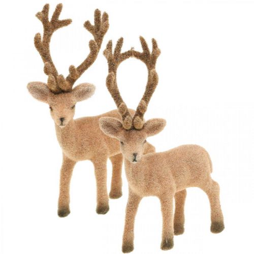 Artikel Decoratief hert decoratief figuur decoratief rendier geflockt H17cm 6 st