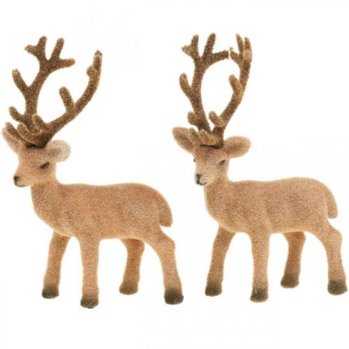 Artikel Decoratief hert decoratief figuur decoratief rendier geflockt H17cm 6 st