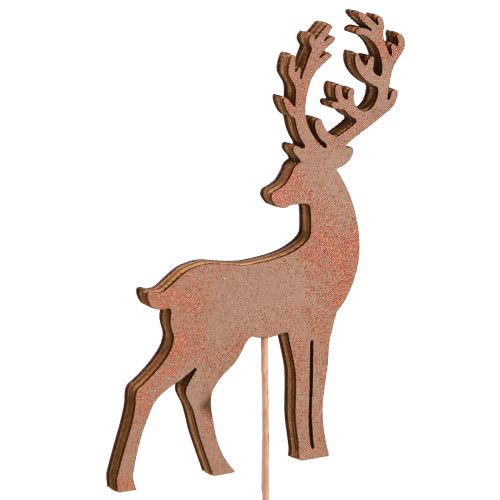 Artikel Hert decoratieve bloemplug brons goud 8-10cm 18 st