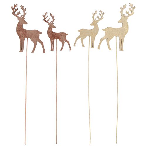 Artikel Hert decoratieve bloemplug brons goud 8-10cm 18 st