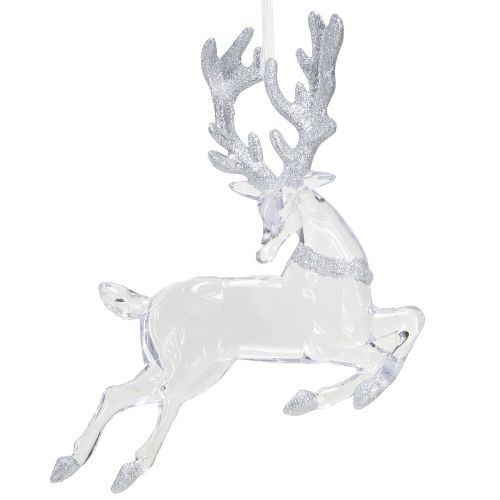 Hert decoratie helder zilveren kerstversiering 19x21cm 2st