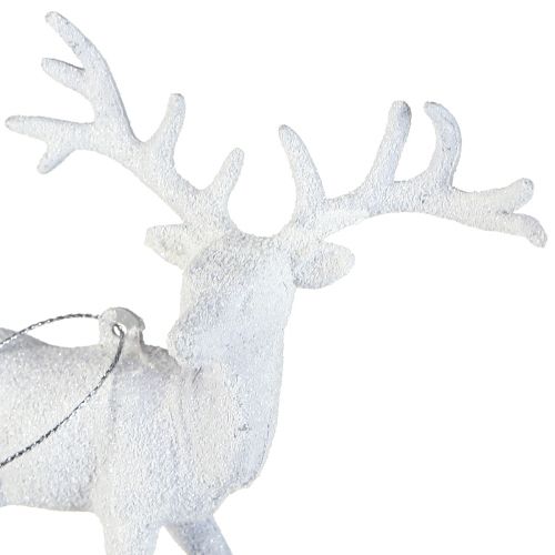 Artikel Hertendecoratie in witte kersthanger H13,5cm 3st