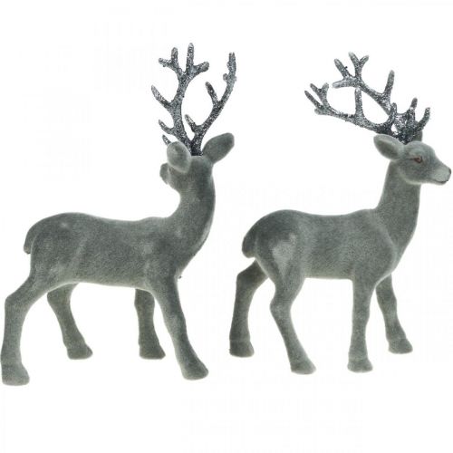 Floristik24 Decoratief hert sierfiguur decoratief rendier antraciet H20cm 2 stuks