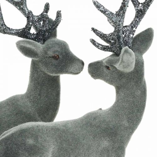 Floristik24 Decoratief hert sierfiguur decoratief rendier antraciet H20cm 2 stuks
