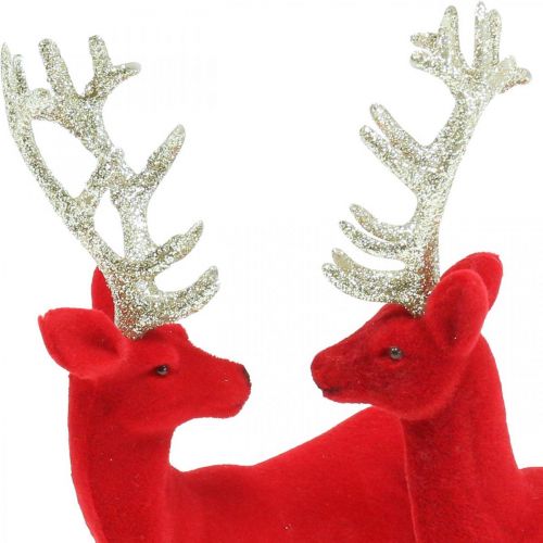 Floristik24 Deco hert decoratiefiguur deco rendier rood H20cm 2st