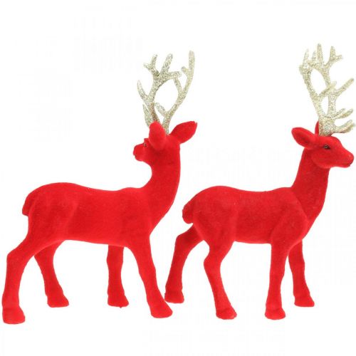 Floristik24 Deco hert decoratiefiguur deco rendier rood H20cm 2st