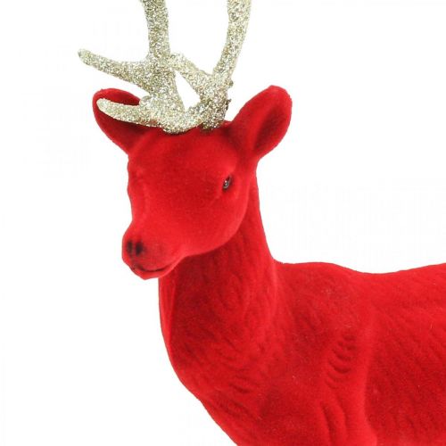 Floristik24 Decoratief hert decoratief figuur decoratief rendier gevlokt rood H28cm