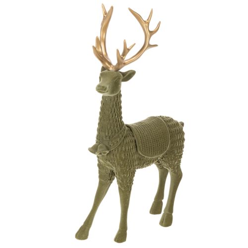 Decoratieve staande hertenfiguur, bekleed met fluweel en voorzien van gewei, 31 cm kopen | Floristik24.nl