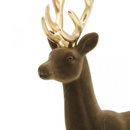 Floristik24 Deco decoratiefiguur hert deco rendier gevlokt bruin H37cm