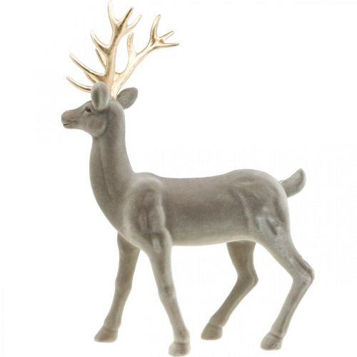 Artikel Decoratief hert decoratief figuur decoratief rendier gevlokt grijs H46cm