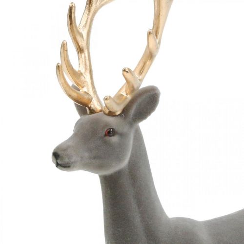 Artikel Decoratief hert decoratief figuur decoratief rendier gevlokt grijs H37cm