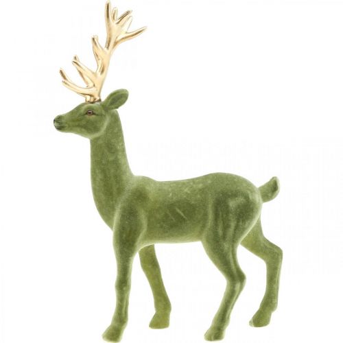 Artikel Decoratief hert decoratief figuur decoratief rendier gevlokt groen H37cm