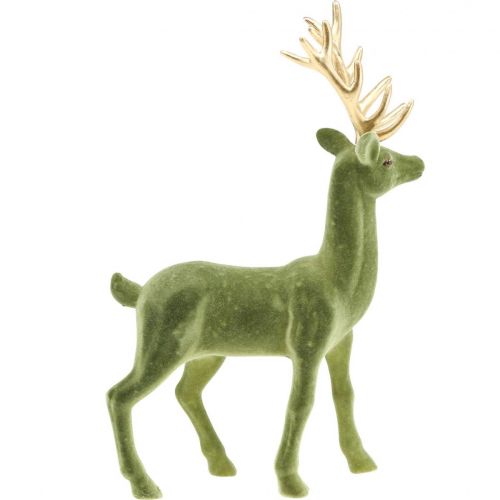 Artikel Decoratief hert decoratief figuur decoratief rendier gevlokt groen H37cm