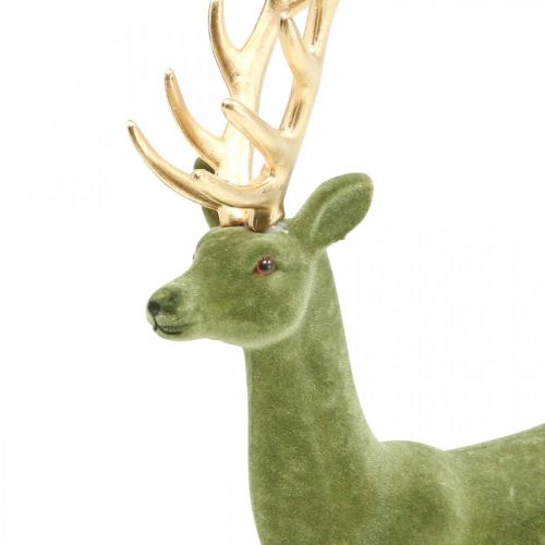 Artikel Decoratief hert decoratief figuur decoratief rendier gevlokt groen H37cm