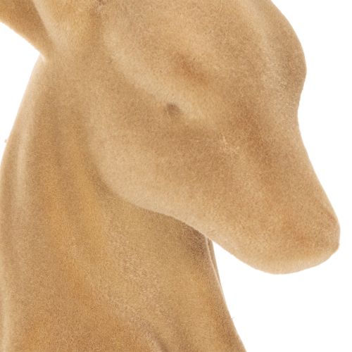 Decoratief beeldje van een liggend hert met gewei, met fluweelachtige afwerking, 58 cm | Floristik24.nl